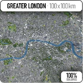 Greater London - city and surroundings 3D model